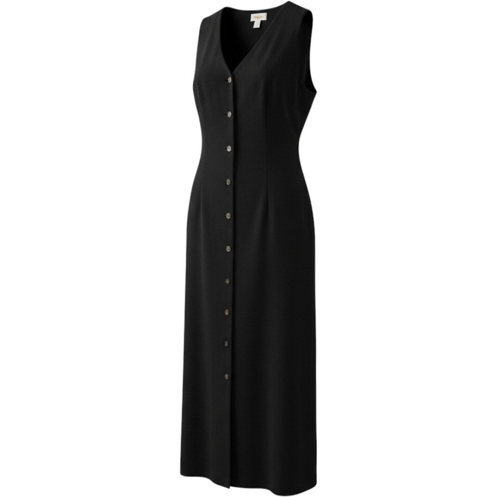 Talbots Black Button Front Sleeveless Maxi Dress Size 4 Classic minimalist
